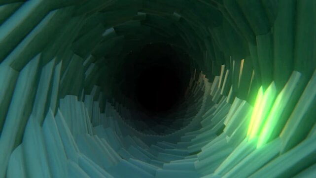 Cyan 3d Scarry Tunnel Animation