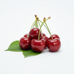 Fresh Cherries Isolated on White Background