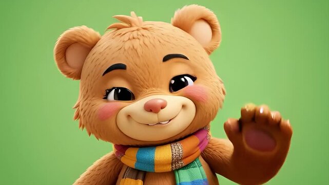 Plus Teddy Bear, Happy, Kids, Cartoon - Green Screen, Loop Video, 4K Animated