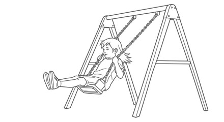 Obraz premium Little girl on a swing set.