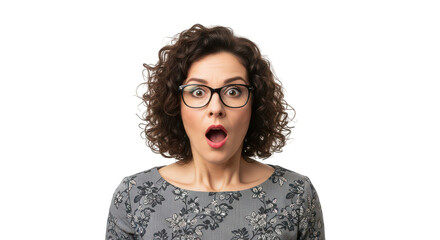 Woman expressing surprise isolated on transparent background
