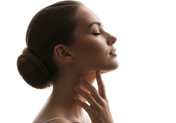 Woman in contemplation isolated on transparent background