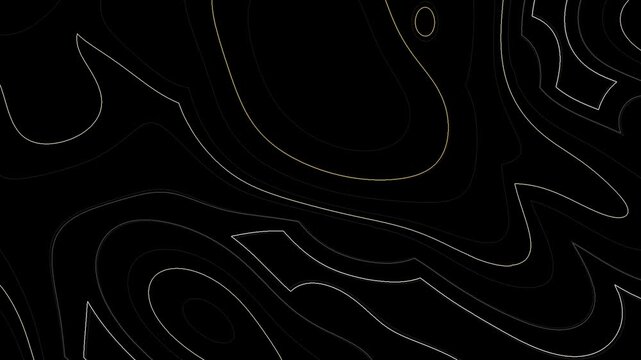 Abstract minimalist background design featuring thin glowing white lines tracing organic fluid shapes against a deep solid black digital canvas creating modern dark texture.