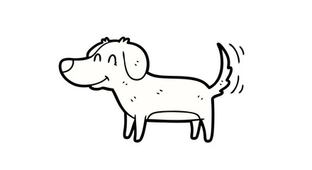 Fototapeta premium Charming cartoon illustration of a cheerful dog wagging its tail on a white background
