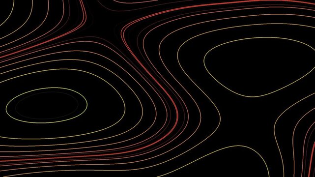 Vibrant neon lines dance across black background in dynamic motion