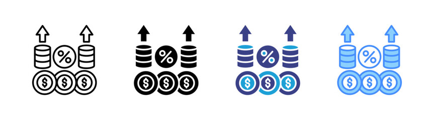 Profit Margin icon set multiple style collection