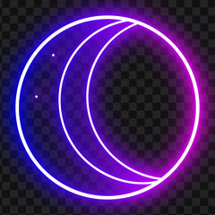 Neon Moon Crescent Glow, Celestial Night Light Design Element