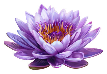 Beautiful purple lotus flower blooming isolated on transparent background