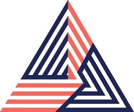 Abstract geometric triangle vector illustration, optical illusion design, colorful pattern graphic, modern art symbol, layered shape concept
