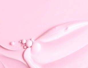 Delicate pink liquid with small spheres, smooth, flowing