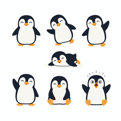 Obraz premium Adorable penguin characters in various happy poses and expressions