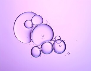Gleaming lavender bubbles cluster on a soft, smooth gradient background