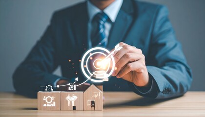 Business aiming for success with growth, vision, and property