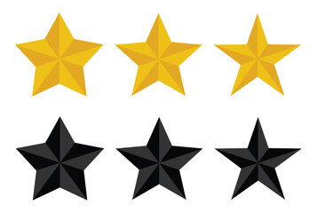 Obraz premium Gold and Black Star Icons Set Isolated on White Background