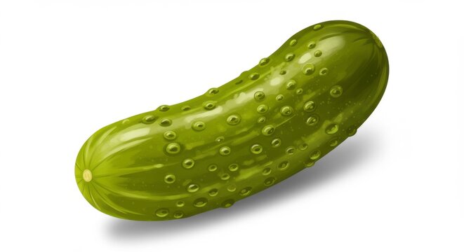 Illustration of a fresh, textured green pickle isolated on a white background