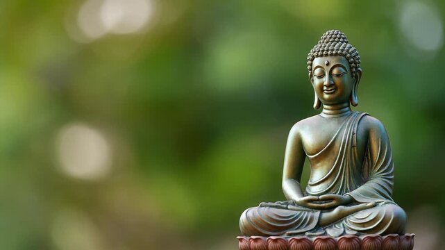 A buddha statue against an isolated background with copy space.