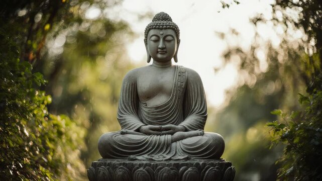 A buddha statue against an isolated background with copy space.
