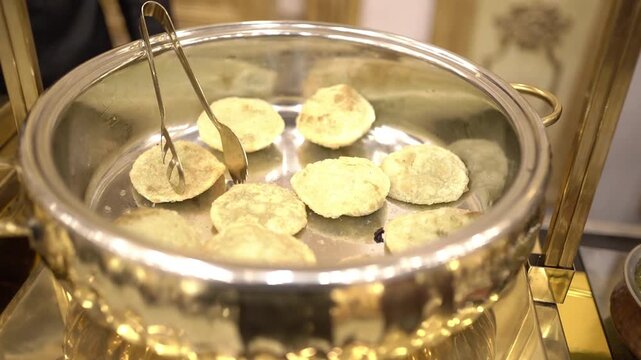 Club kachori served at a wedding in India