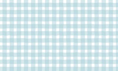 手書き風の淡いギンガムチェック柄パターン（ブルー）