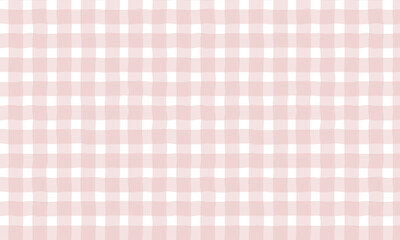 手書き風の淡いギンガムチェック柄パターン（ピンク・赤）