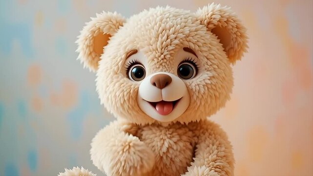 Plus Teddy Bear, Happy, Smile, Fun, Kids, Cartoon - Loop Video 4K Animated