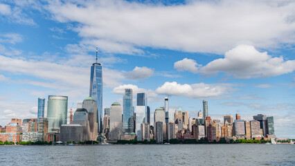 Obraz premium New York, United States. New york Manhattal skyline financial district. Manhattan's beautiful skyline, New York, United States. Panorama view of New York city skyline in Midtown Manhattan. USA NYC