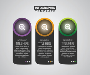 Three Steps Vertical Business Infographic Design with Search Icons