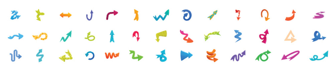 quirky arrow icons set colorful arrows pointing