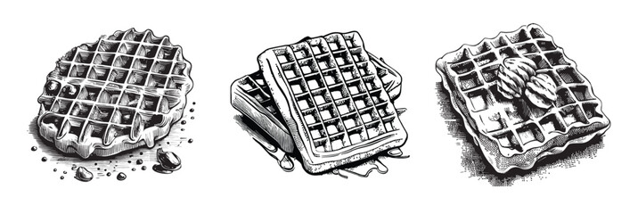  set of waffles sketch hand drawn vector illustration © Jsism