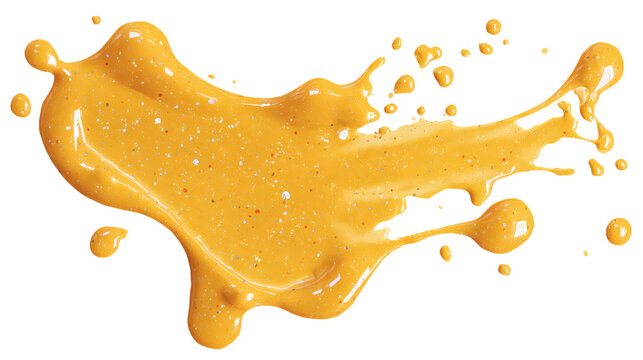 Mustard sauce stains splatter, isolated on a white background