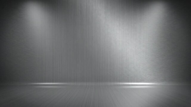 A dimly lit gray background with two spotlight beams shining down from the top, creating a dramatic