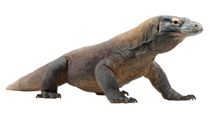 Obraz premium Monitor lizard reptile, long body, isolated on a white background,