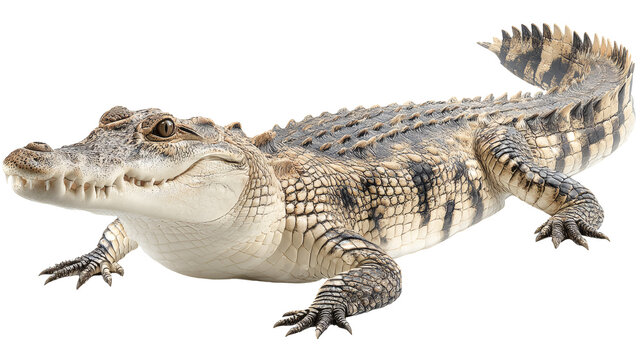 Crocodile reptile full body, isolated on a white background