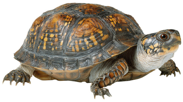 Box turtle reptile shell pattern, isolated on a white background