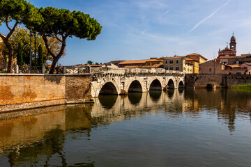 Fototapeta premium Bridge of Tiberius in Rimini Italy