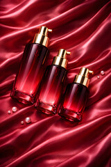 perfume on red background