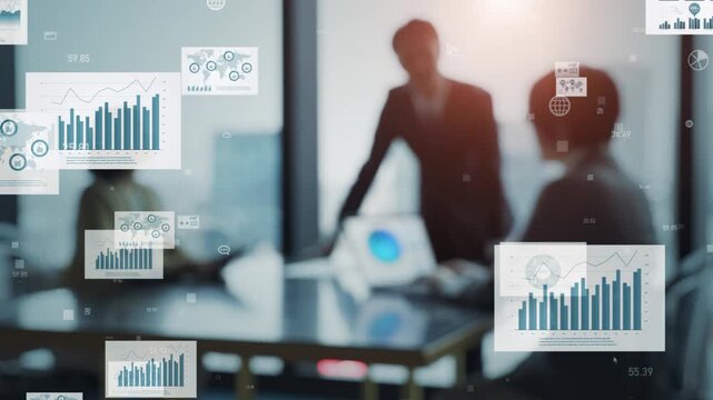 Group of business people meeting and business data concept