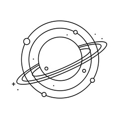 Planetary rings space illustration with moons and stars cosmic design element for educational or decorative use © Shahin67