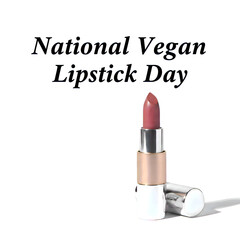 Realistic vegan lipstick placed subtly at the bottom corner
