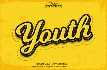 Vintage grunge text effect with retro yellow script and texture style