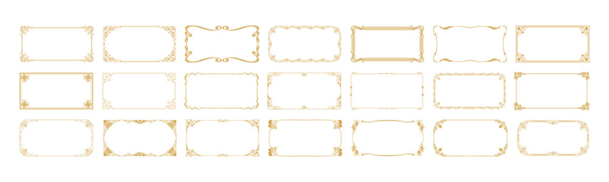 Set of decorative horizontal frames and borders, ornament for menu, certificate, invitation, photo, diploma, portfolio, advertisement