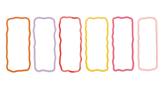 Six colorful border outlines with wavy edges