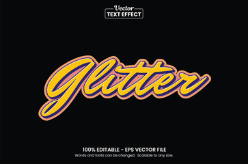 Elegant retro script text effect with yellow gold and purple shadow style