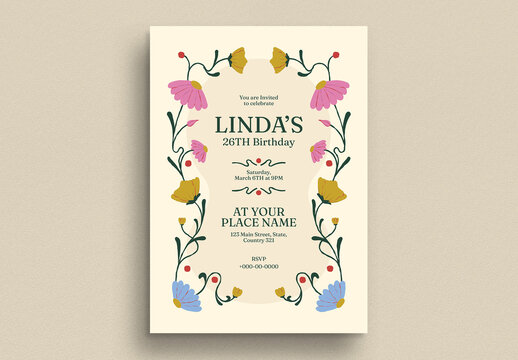 Flower Birthday Invitation