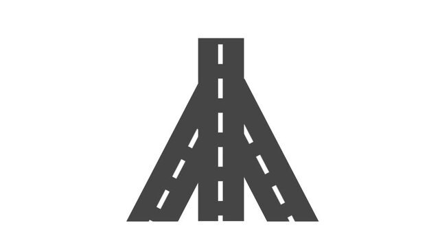 A highway merge point features three lanes converging into a single path to manage high-volume traffic flow