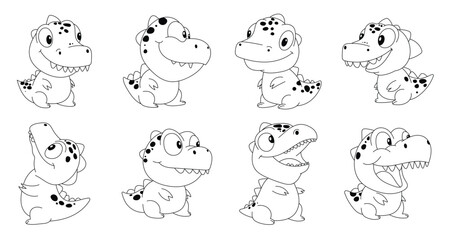 Obraz premium cute crocodile set in kids style