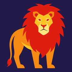 Obraz premium Lion vector with bold mane shapes, bright flat colors, no gradients