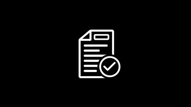 Icons representing document approval and messaging system in simple black and white design for digital communication tools