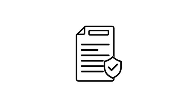 Checklist and shield line icon, Insurance policy concept, data document security