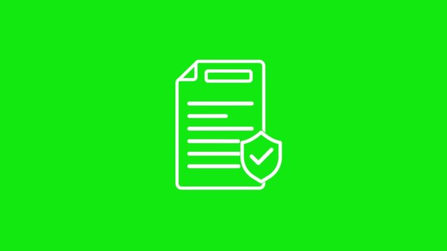 Checklist and shield line icon, Insurance policy concept, data document security